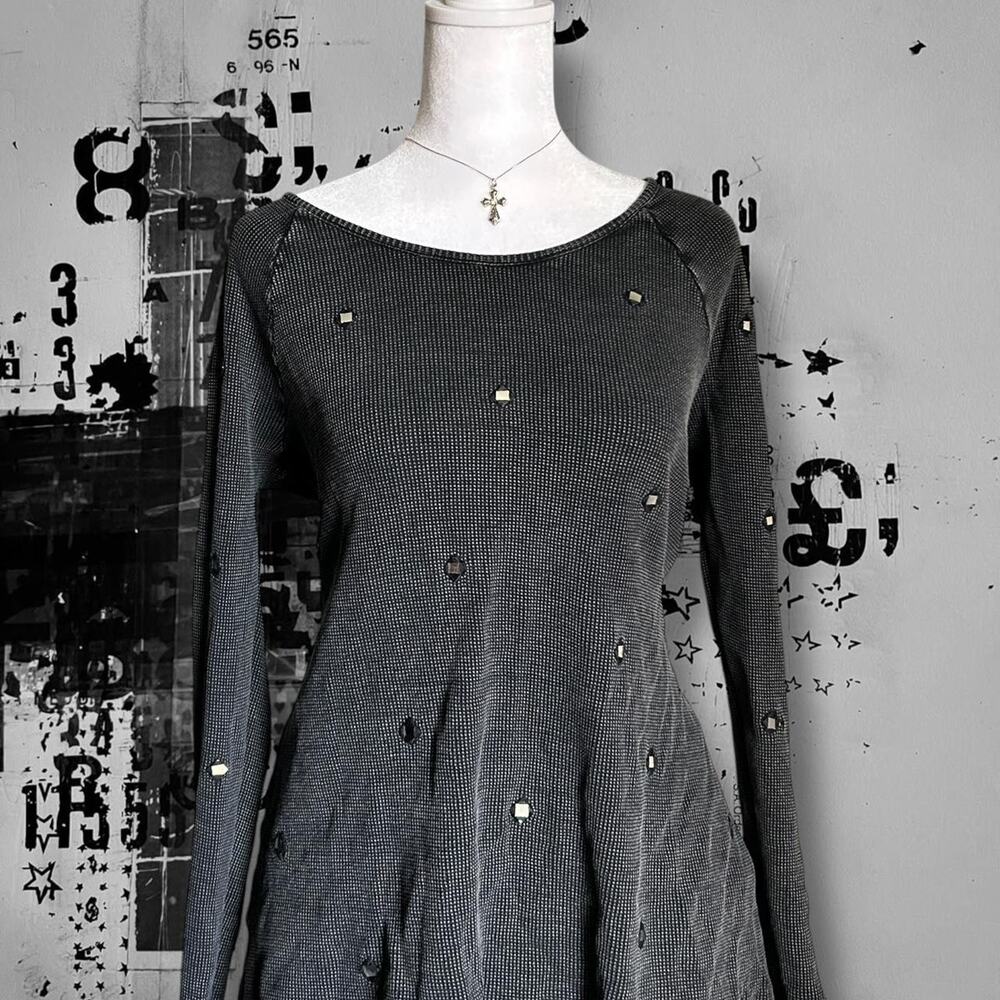 scattered square mirror studded grunge industrial punk emo rockstar gf core top